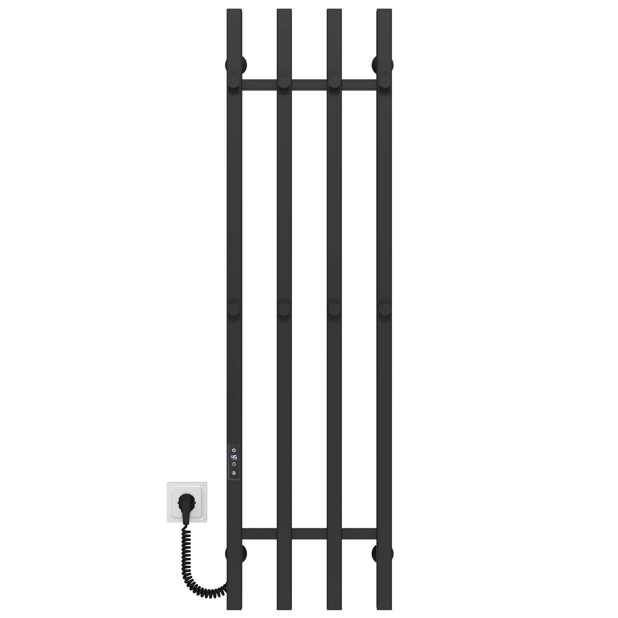 Полотенцесушитель электрический Deffi Split П4 JD04 левое подключение нержавеющая сталь 300х1200 мм Черный (A.SP.120.30.4.EBL2)