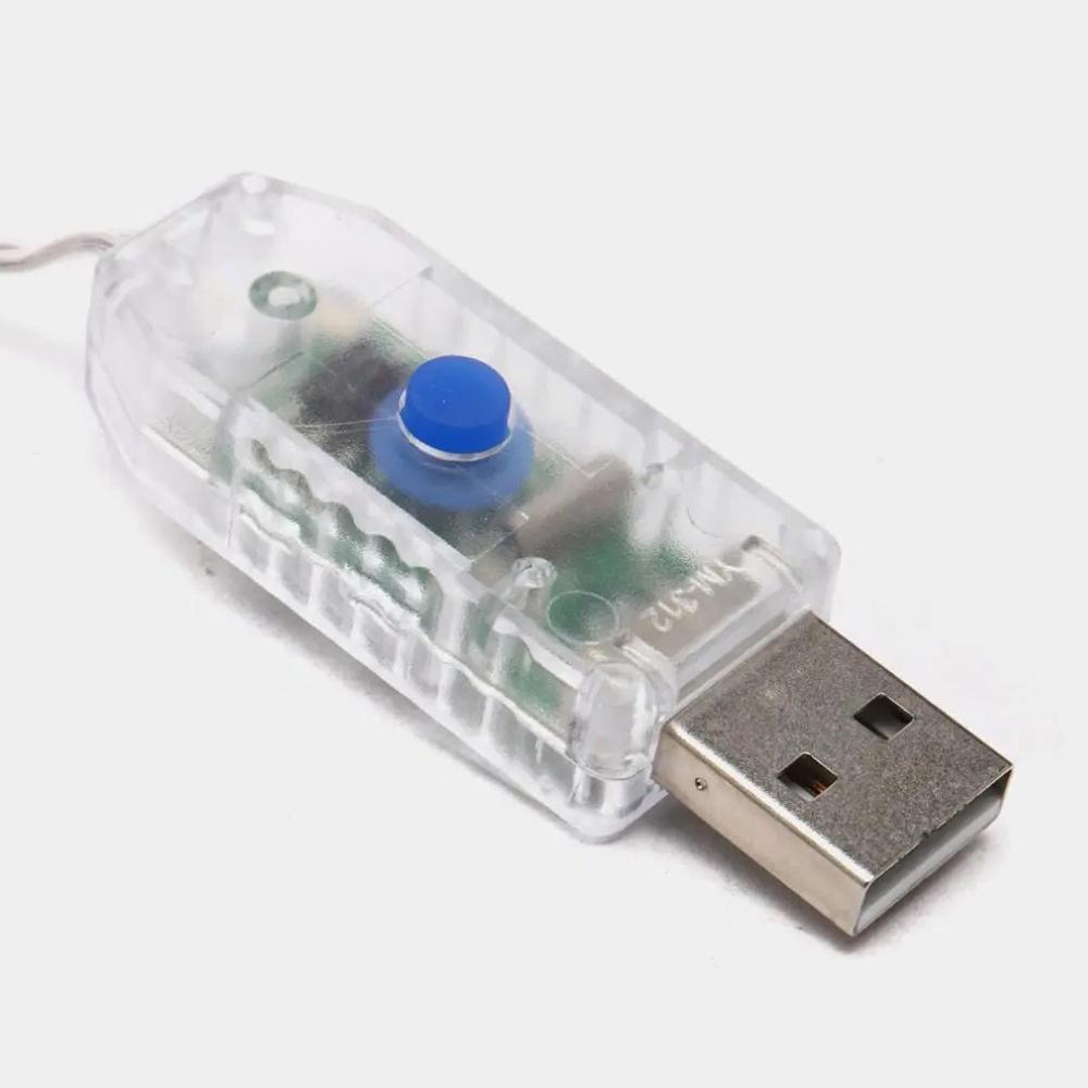 Реле USB для гирлянды Роса шнур 8 режимов 5V IP20 2 м ручное и дистанционно с пульта ДУ