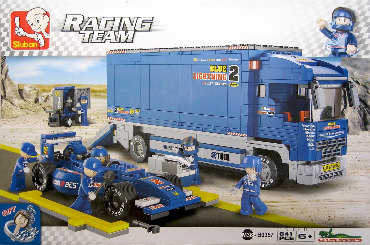 Конструктор Sluban M38-B0357 Трейлер для болида Формула-1 641 деталь 6 фигурок