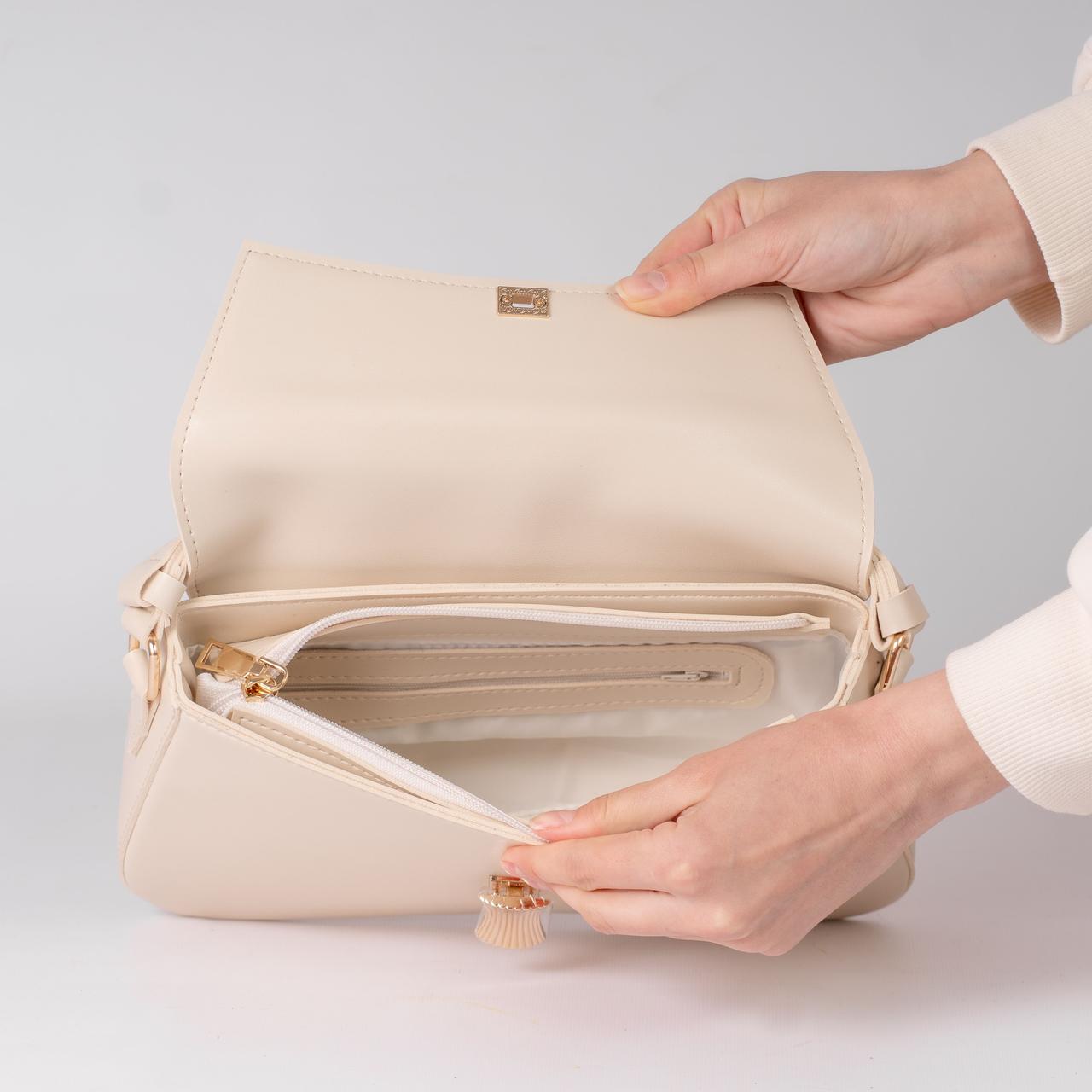 Сумка женская багет XENIA № 28-24 Светло-бежевый - фото 4