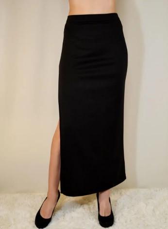 Юбка женская по щиколотку длинная трикотажная с разрезом справа по шву однотонная р. 40 Черный (2206560930) - фото 1 Юбка женская по щиколотку длинная трикотажная с разрезом справа по шву однотонная р. 40 Черный (2206560930) - фото 1