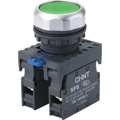 Кнопка керування CHINT NP8-11BND/3 1NO+1NC 22 мм LED 230V IP65 Зелений (667123)