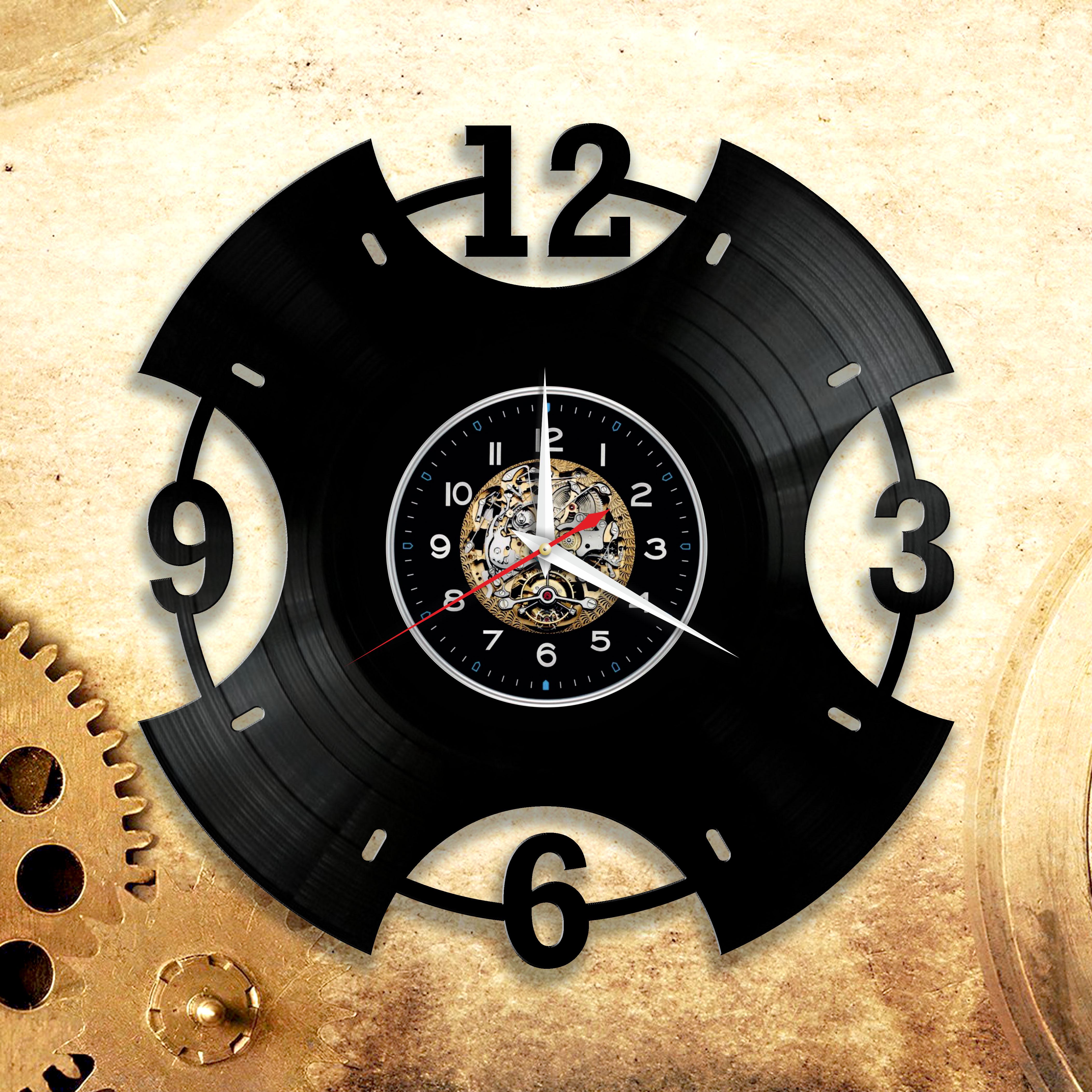 Часы настенные Лофт-винтаж 3375 из виниловой пластинки