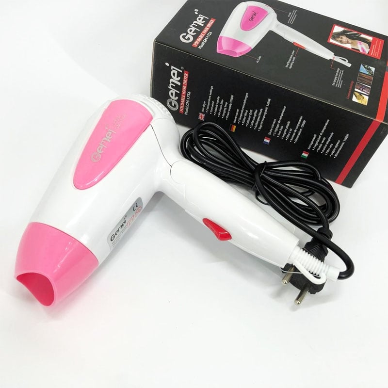 Фен для волос Gemei GM-1756 складной 1200W Pink (tf7002) - фото 4