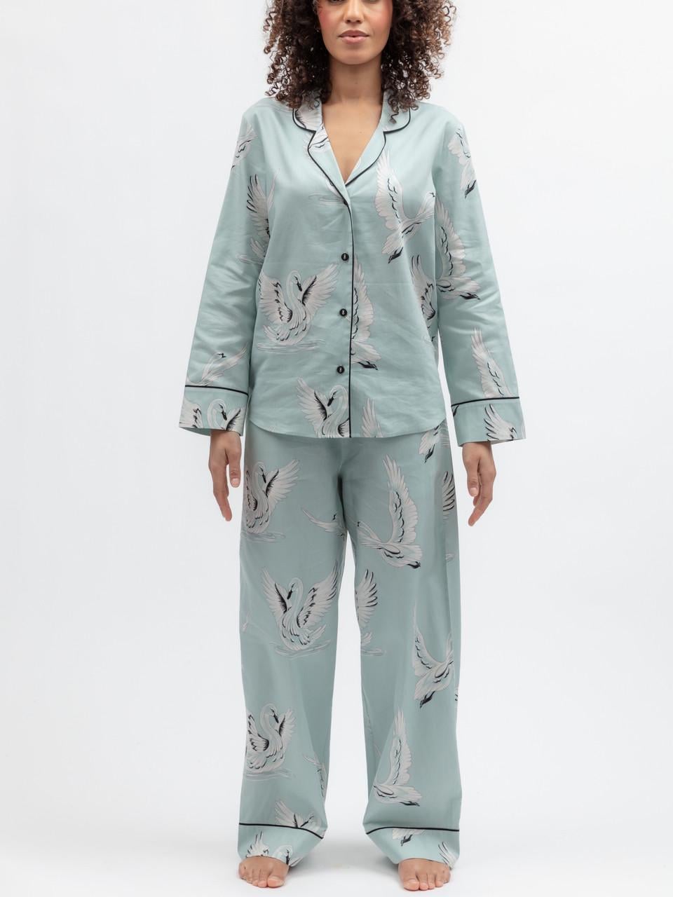 Пижама женская CYBERJAMMIES Grace 5566-5567 на пуговицах с широкими брюками 10/S Мятный (3172439680)