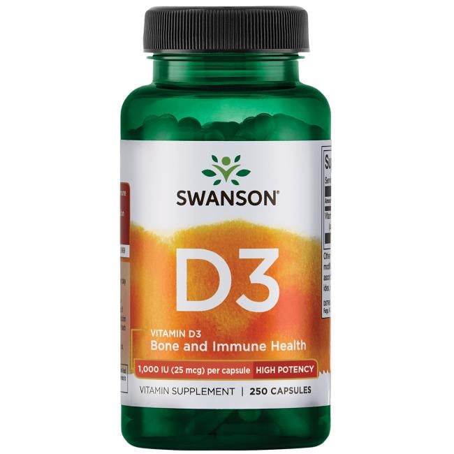 Витамин D Swanson Vitamin D3 High Potency 1000IU 25 mcg 250 Caps