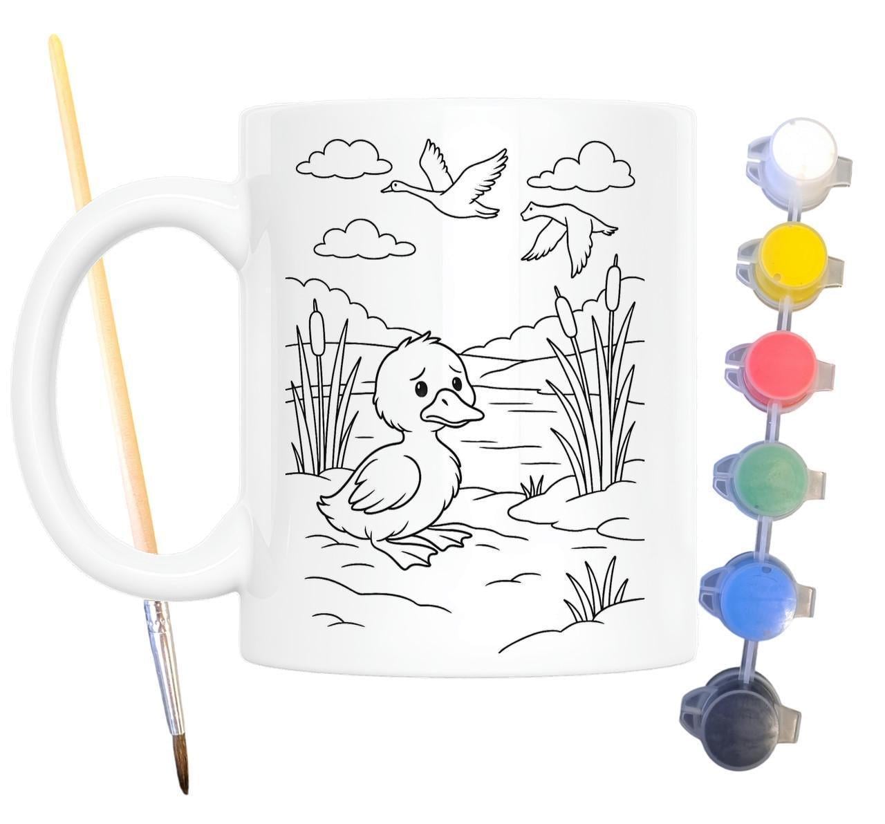 Набор для творчества кружка раскраска Гадкий утенок по мотивам книги Ханса Кристиана Андерсена 330 мл Белый (КР0186)