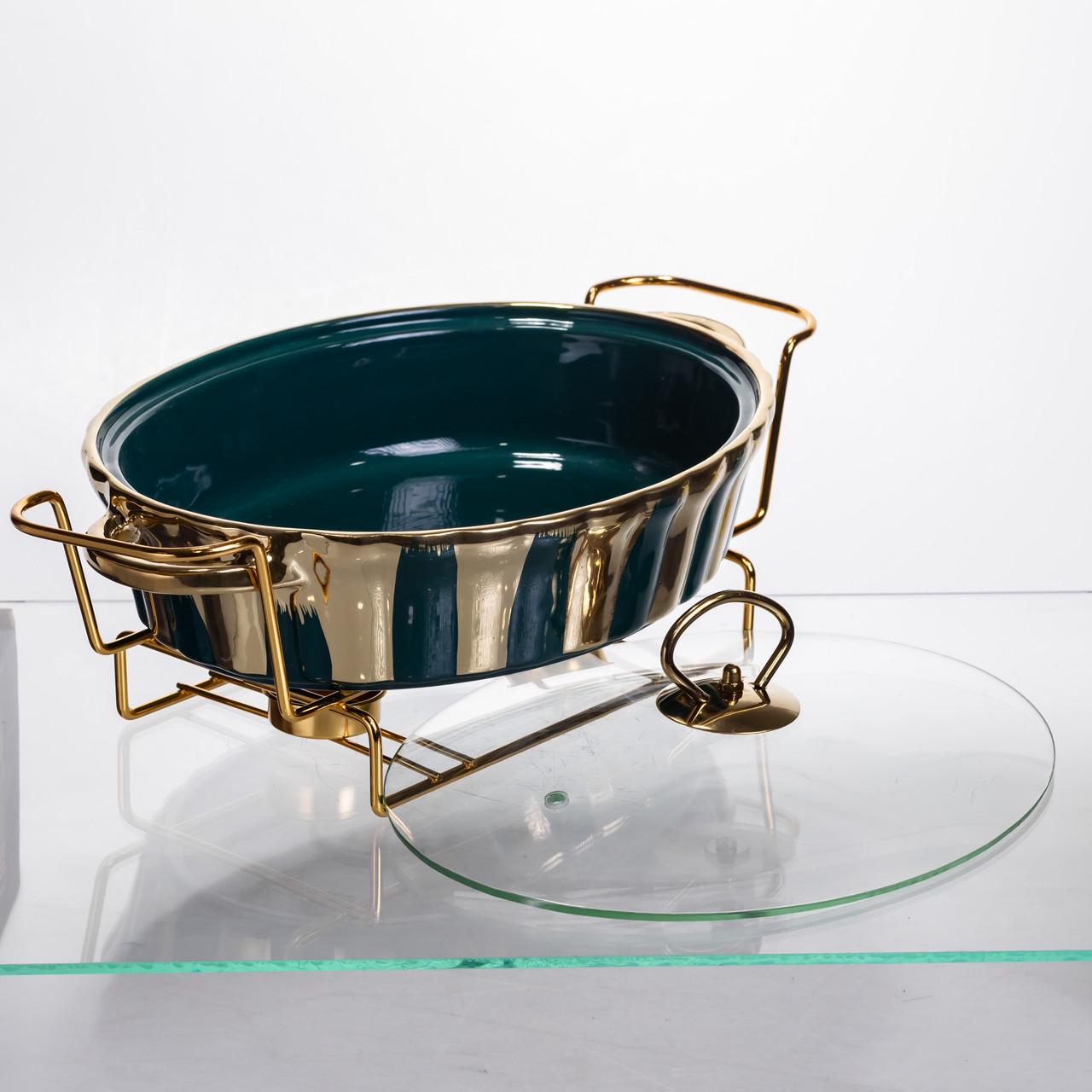 Мармит фарфоровый настольный овальный мармитница с подогревом 1,5 л (JY-6)