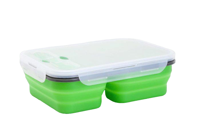 Ланч-бокс із столовим прибором Collapsible Silicone 3 секції складний Зелений (565476558)