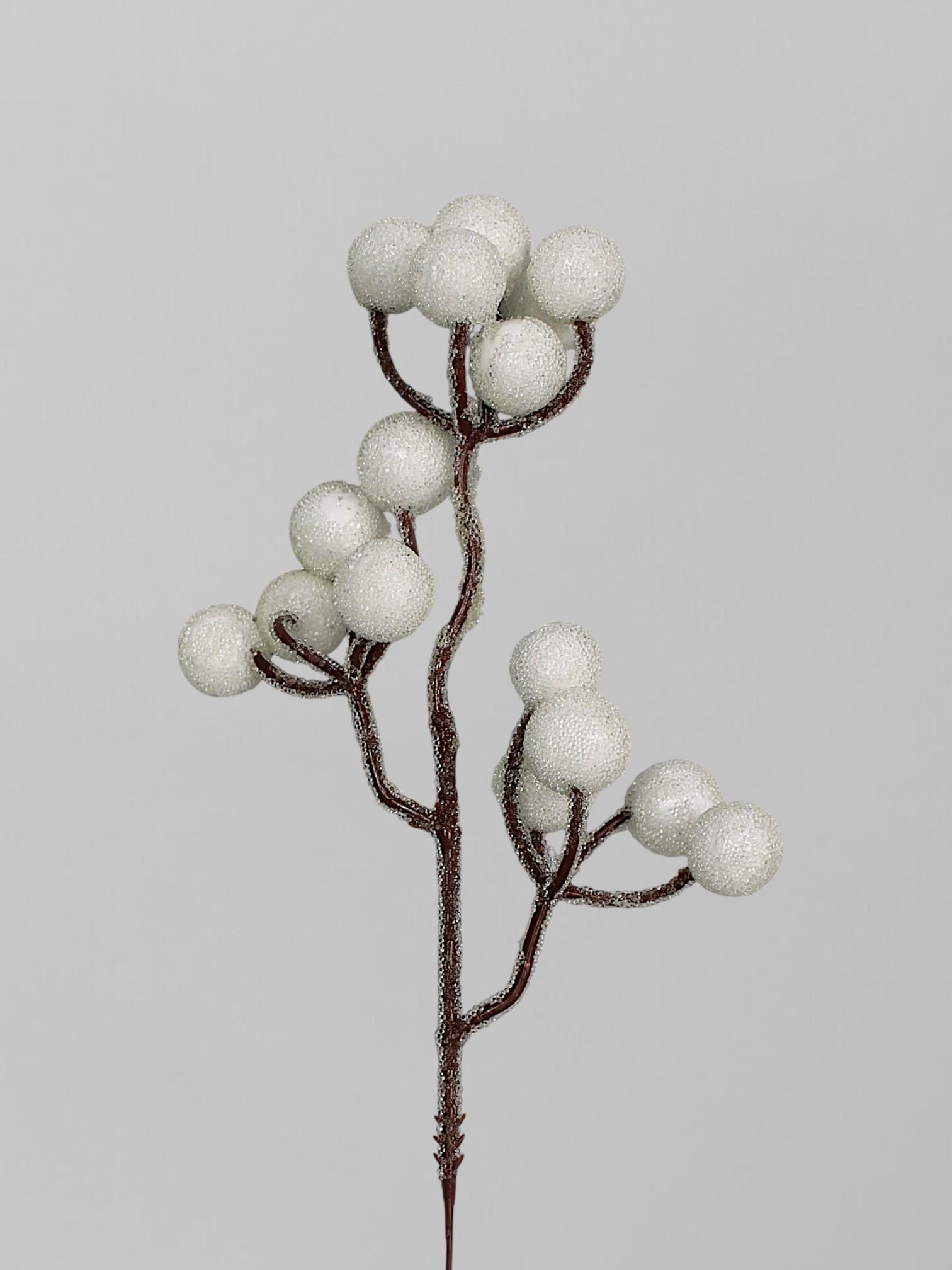 Ветвь рябины во льду 20 см Белый (Р03128)