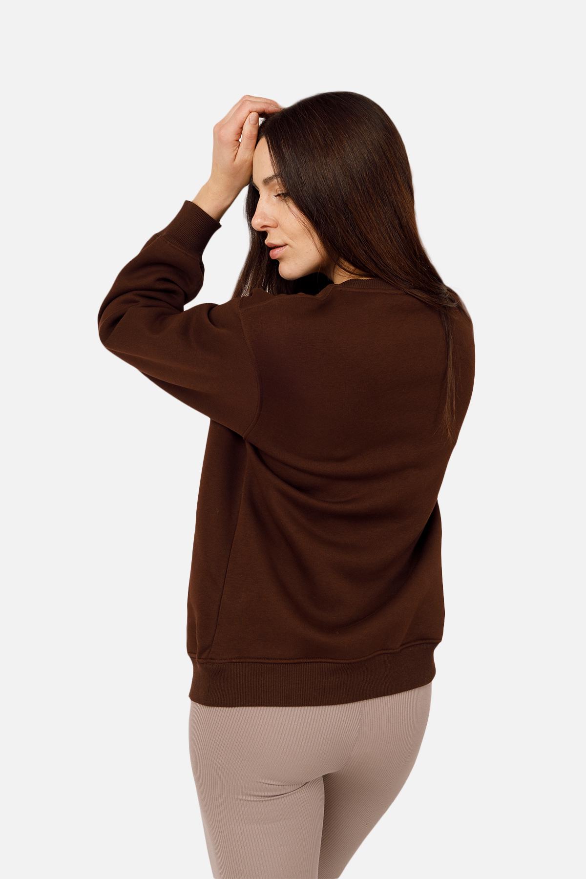 Свитшот женский ЦБ-00262509 р. 50 Коричневый (SKT001027056) - фото 3 Свитшот женский ЦБ-00262509 р. 50 Коричневый (SKT001027056) - фото 3