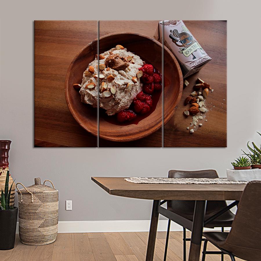 Настенний декор Сладкая овсянка с арахисовой пастой миндалем и ягодами 128x81 см (A393-3)