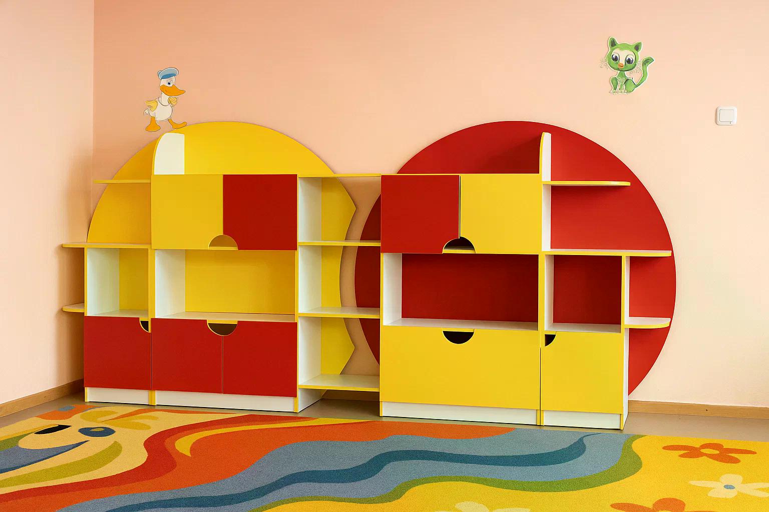 Детская стенка для игрушек Сфера Yellow/Red