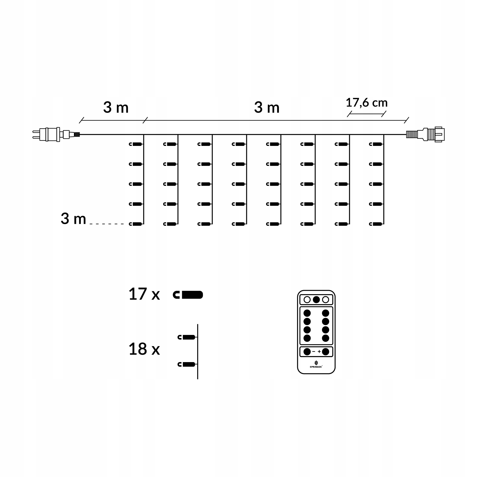 Гирлянда-бахрома Springos Pilot 3x3 м 306 LED уличная Cold White (CL4000) - фото 4