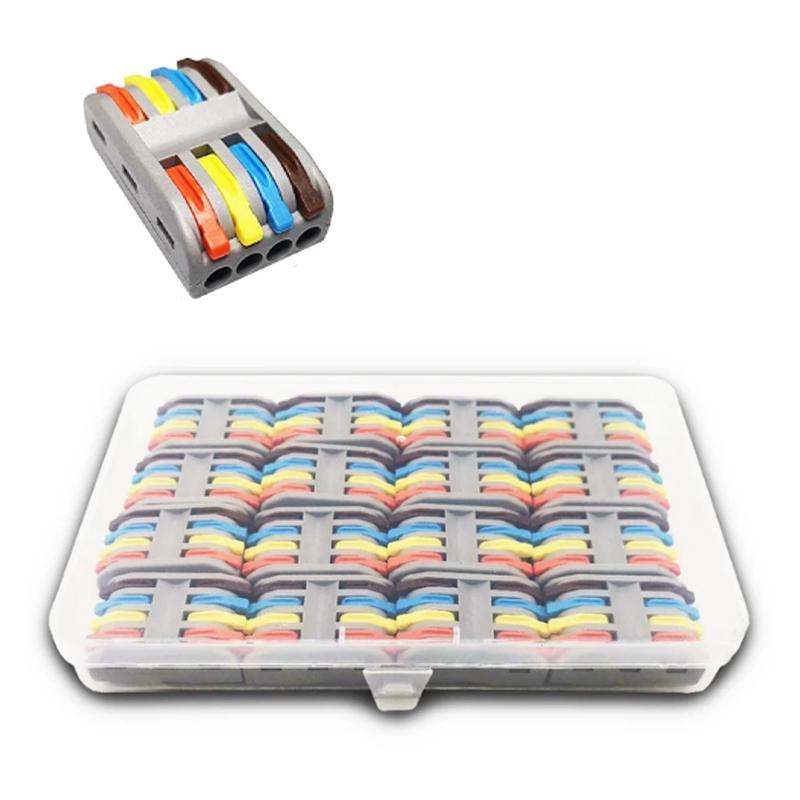 Набір клем Tactix 0,5-4 мм2 32А 4х1-4х1 прохідна одинарна 39,3х23,7х14,5 мм 16 шт. Різнокольоровий (CT2-4c-16box)