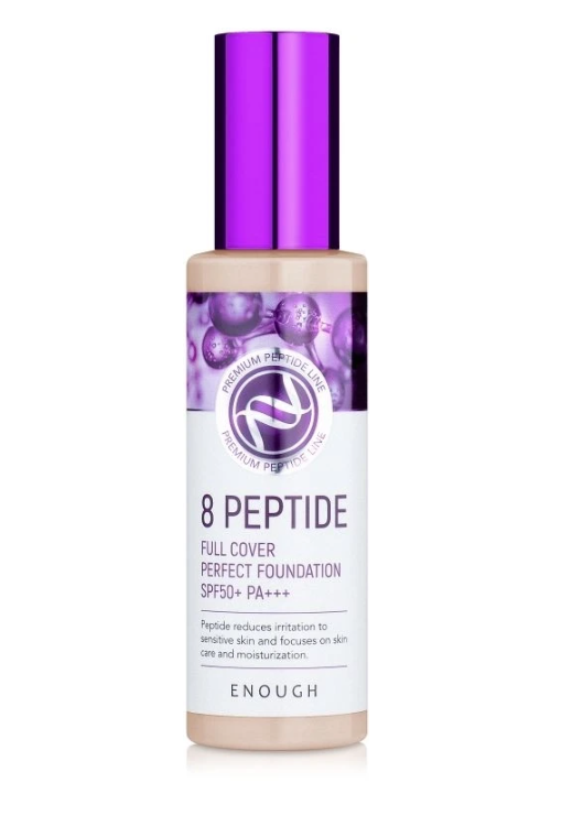 Тональный крем Enough 8 peptide Full Cover Perfect Foundation SPF 50+ PA+++ тон 21 с пептидами 100 мл