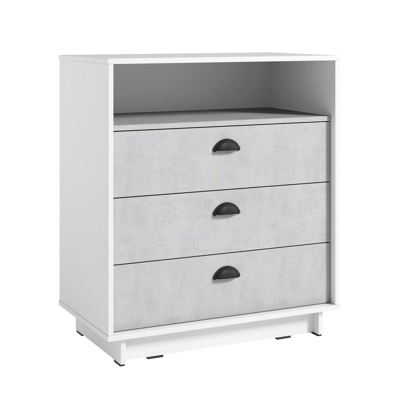 Комод с шухлядами Moreli K-0001 800x900x450 Белый/Бетон стайл (mo-K0001-white-stylebeton)