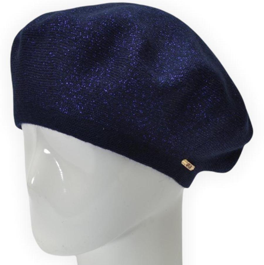 Берет женский Lirus Гамма из шерсти двойной с люрексовой нитью Синий