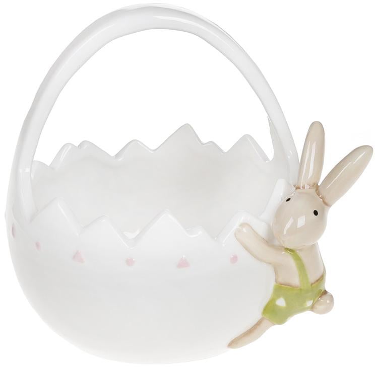 Конфетница-кашпо Зайчик с Корзинкой 14,7х12,8х14,4 см (BD-834-852)