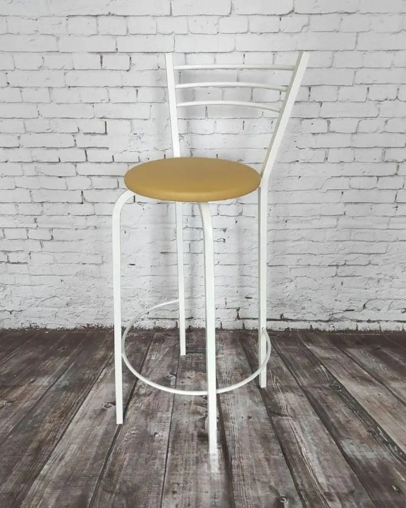 Барний стілець металевий 35х107 см Бежевий/Білий (28374134)