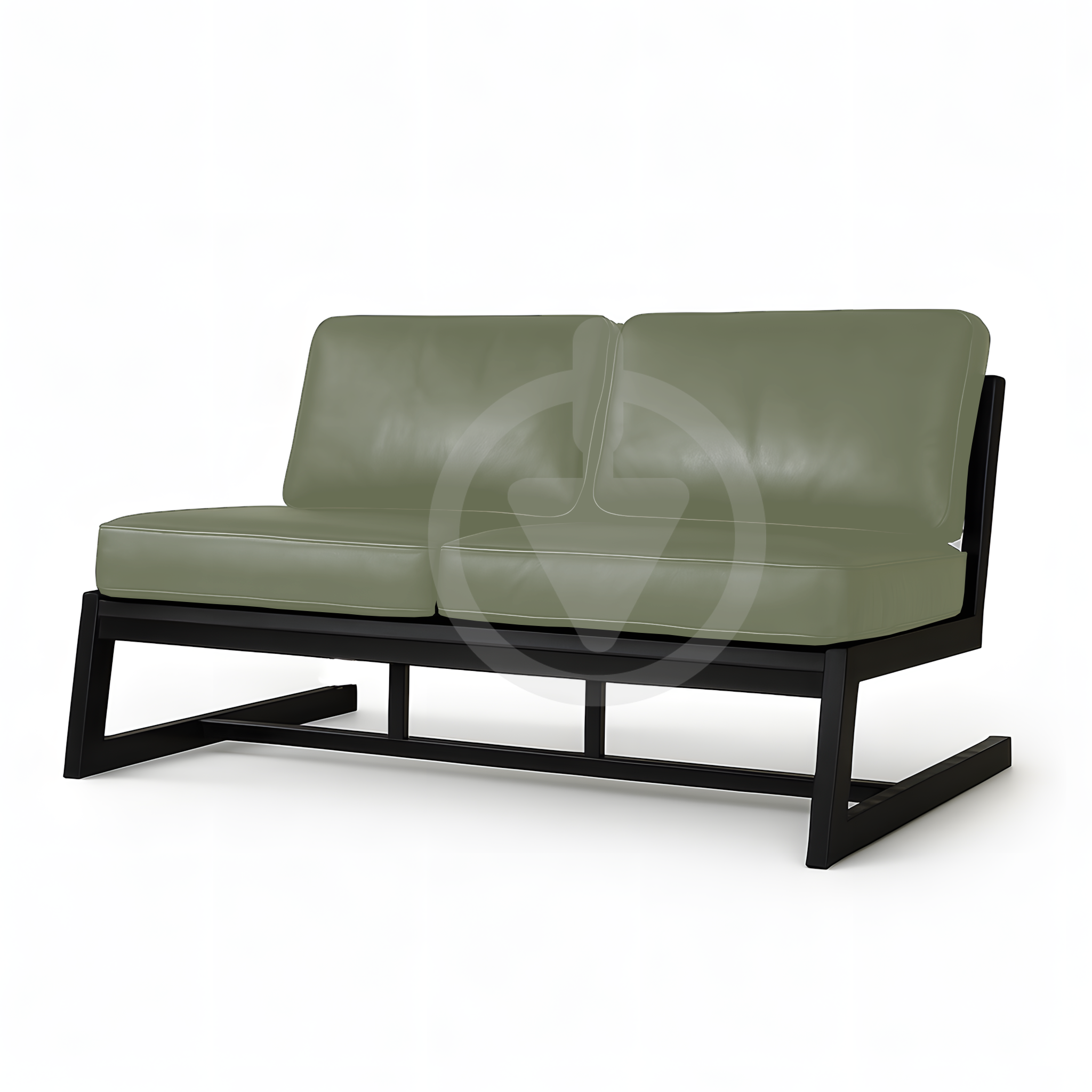 Диван металлический AVVS Атлас лофт экокожа 156 см Оливковый