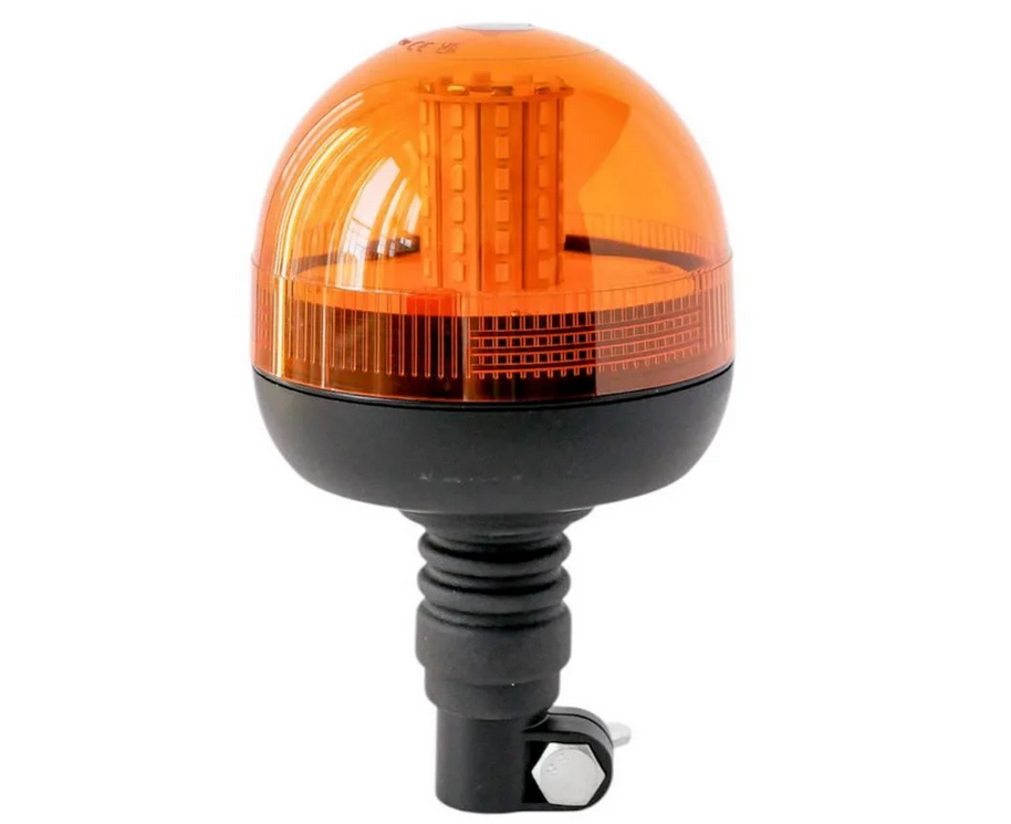 Маячок проблесковый LED оранжевый 12V 24V 200х128 мм штырь