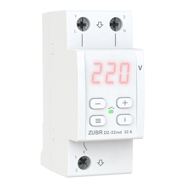 Реле напруги ZUBR D2-32 red на 2 модулі однофазне на дін-рейку (2491412367)