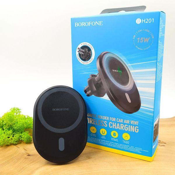 Держатель в решетку Borofone BH201 15 W Magsafe Wireless/Universal Magnet Black (24014335)