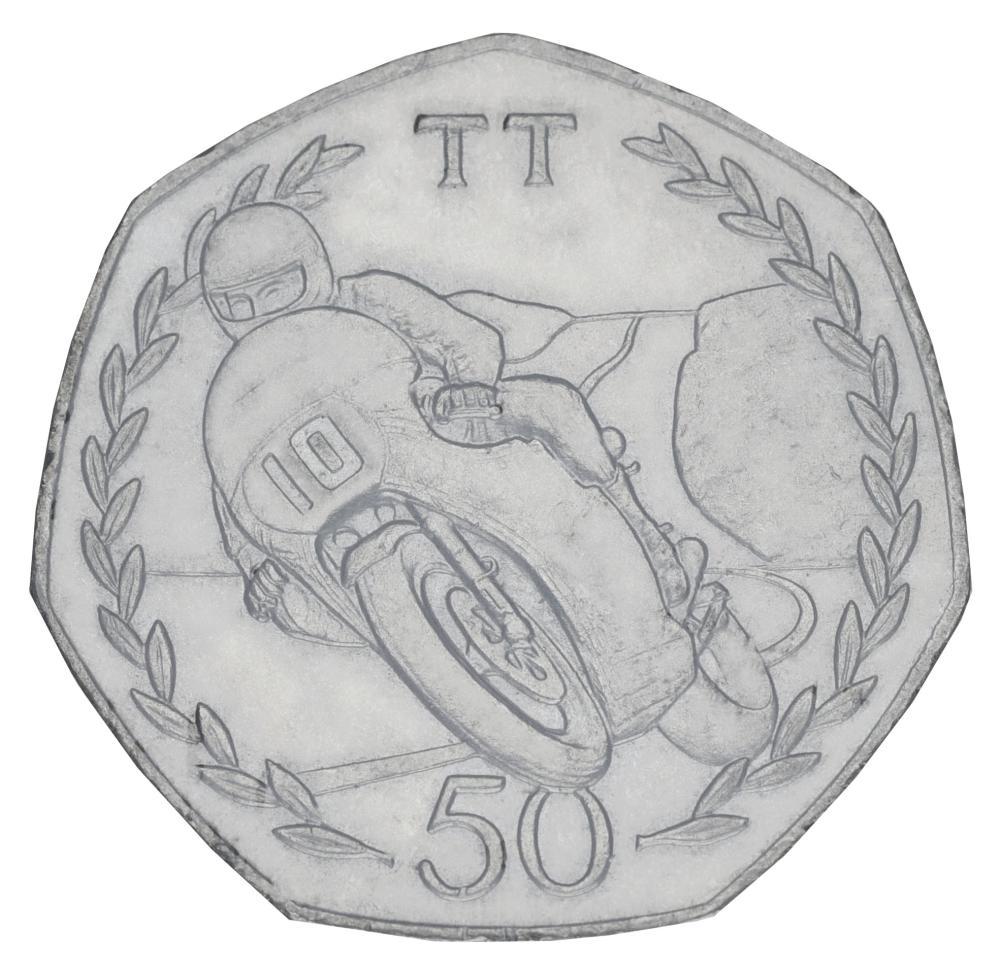 Коллекционная монета Остров Мэн 50 пенсов 1982 «Мотогонки Tourist Trophy» VF (KM#101)