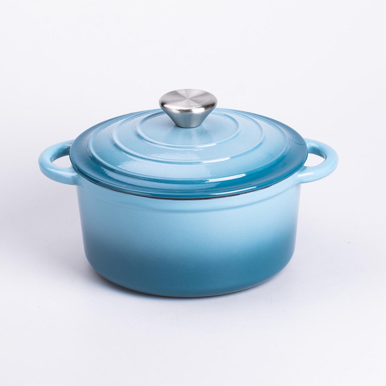 Набор чугунной посуды для приготовления с эмалированным покрытием сковорода/3 кастрюли Голубой (6821) - фото 7 Набор чугунной посуды для приготовления с эмалированным покрытием сковорода/3 кастрюли Голубой (6821) - фото 7