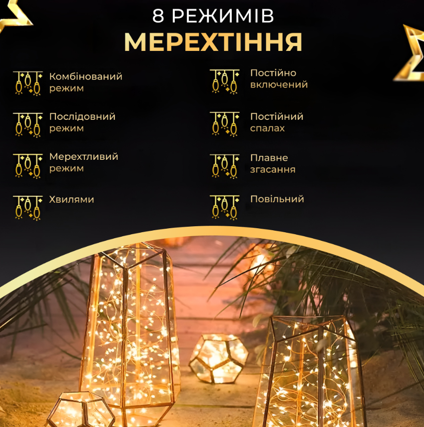 Гирлянда Роса нить с пультом 2000 LED 200 м от сети зеленый провод Желтый - фото 4 Гирлянда Роса нить с пультом 2000 LED 200 м от сети зеленый провод Желтый - фото 4