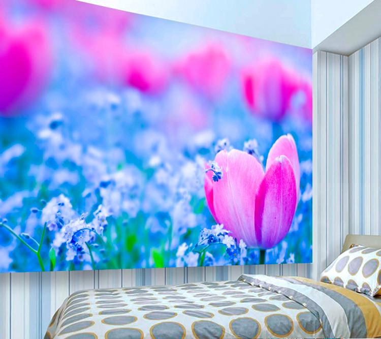 Фотообои 3D флизелиновые цветочные для спальни/зала/кухни Розовый тюльпан Фотообои 3D флизелиновые цветочные для спальни/зала/кухни Розовый тюльпан