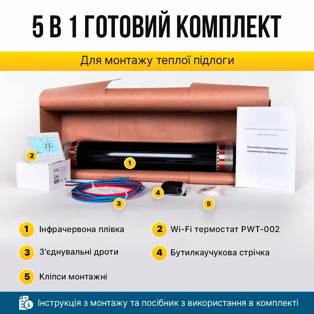 Плівка інфрачервона In-Therm з Wi-Fi терморегулятором PWT-002 2,5 м2 (001353) - фото 3