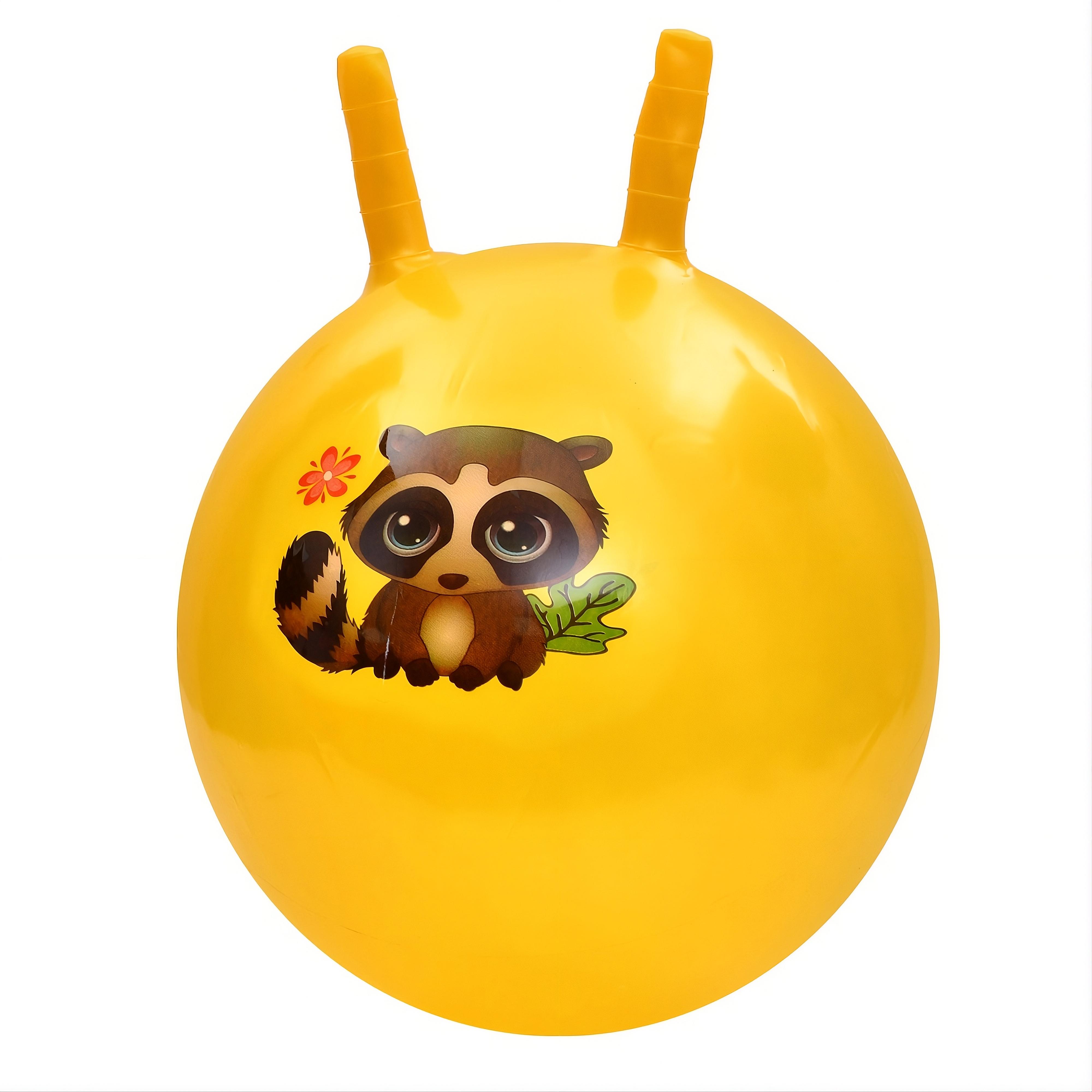 Фитнес-мяч детский MS 4284-3 с рожками 45 см 320 г с рисунком животных Желтый (33553613)