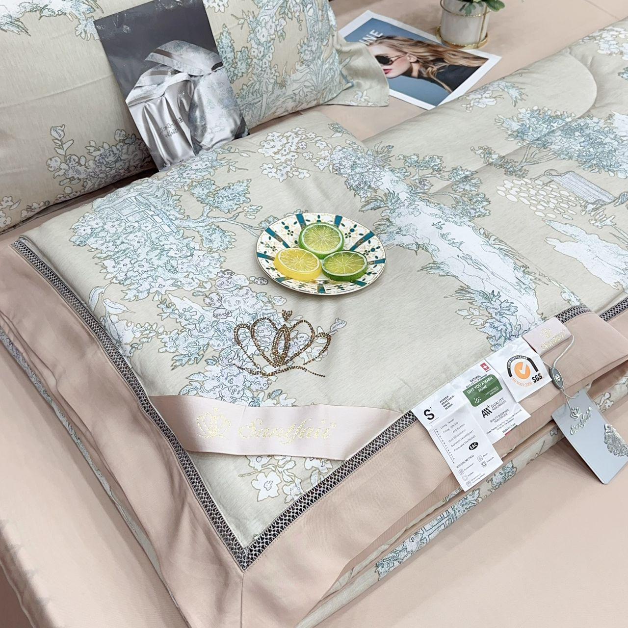 Комплект постельного белья с одеялом тенсел евро (70119)