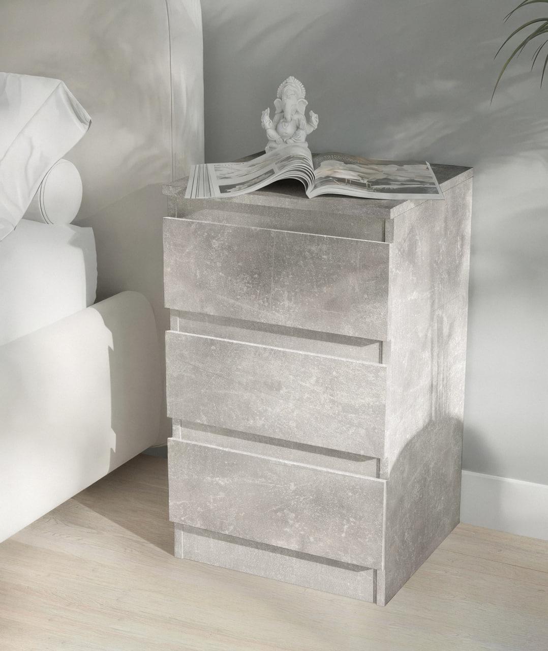 Тумба прикроватная на 3 ящика FT-216 400x398x758 мм Бетон