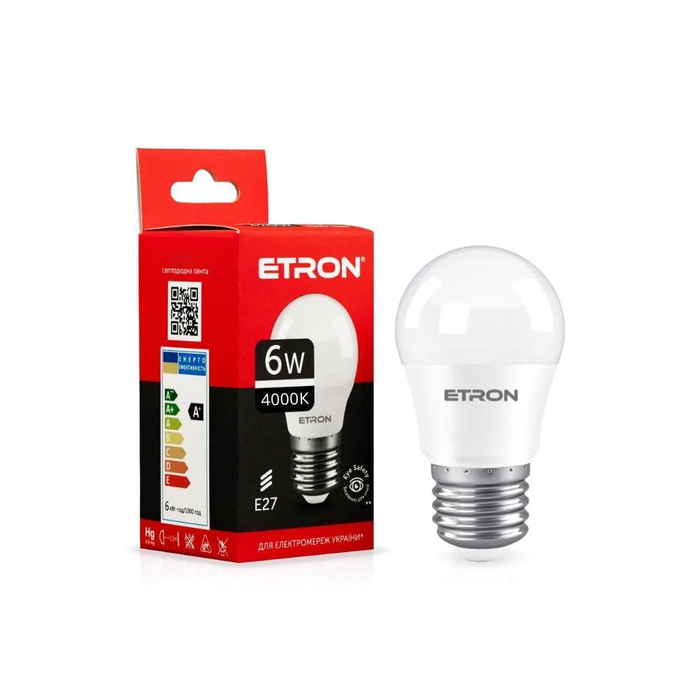 Лампа LED ETRON 6W G45 4000K E27 Light