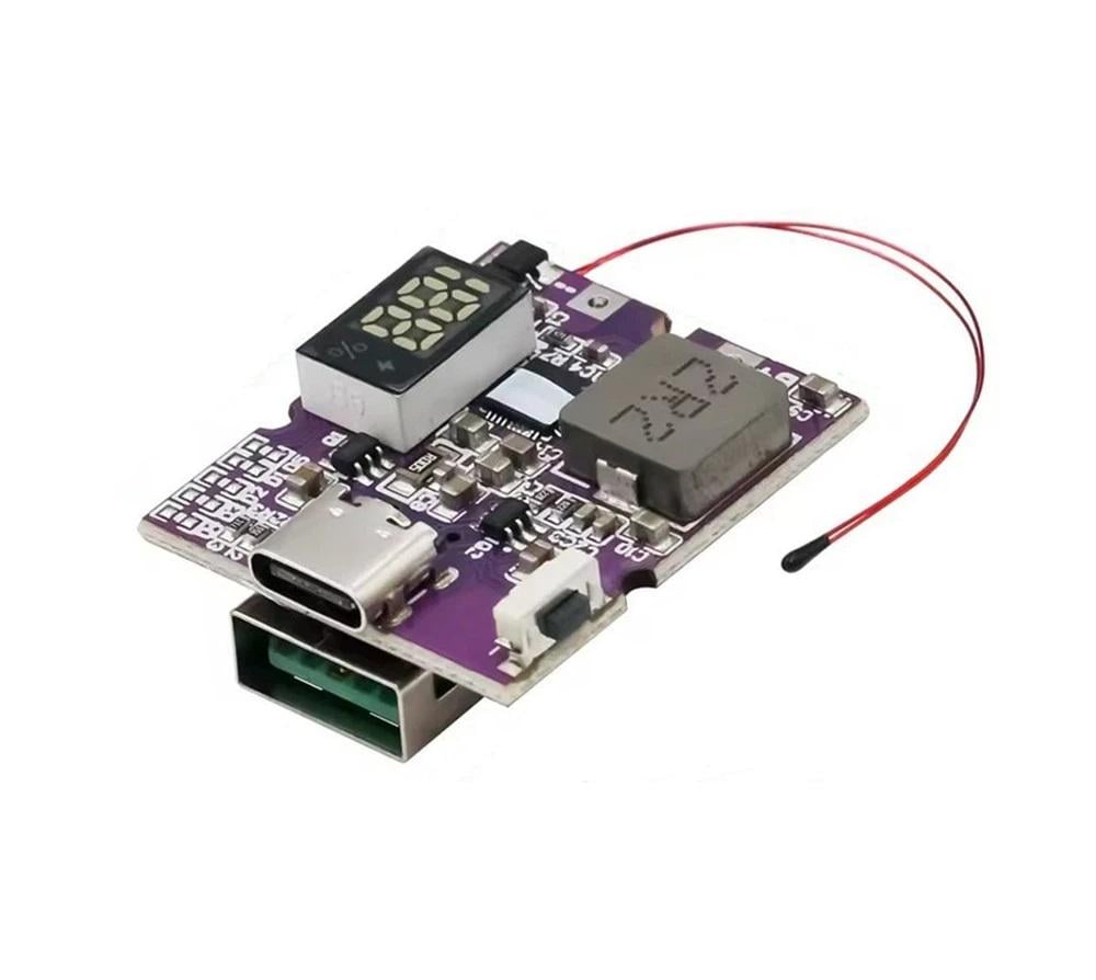 Плата для повербанка 1хUSB-A/1хUSB-C 22,5W LED-дисплей поддержка PD/QC 3,0/2,0 для Li-ion/Li-pol аккумуляторов (00-00027774)