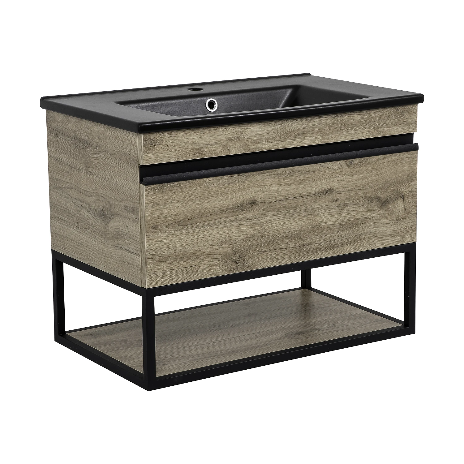 Тумба для ванной Aqua Rodos Loft-Iron 75x45 подвесная с умывальником CeraStyle Arte Дерево (АР000082553)