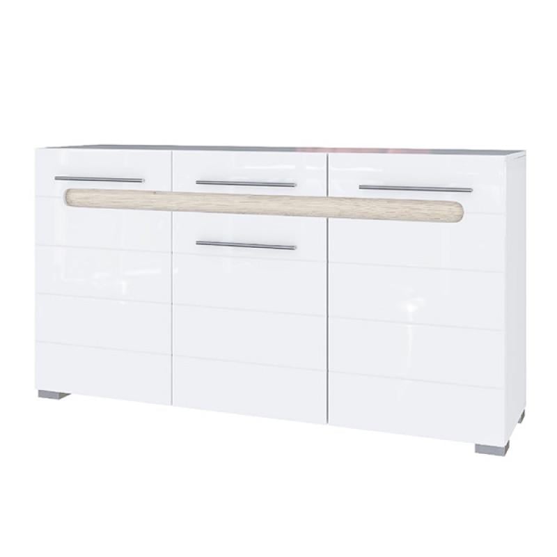 Комод Світ Меблів Бьянко с выдвижным ящиком и тумбами Белый Глянец/Дуб Сонома Комод Світ Меблів Бьянко с выдвижным ящиком и тумбами Белый Глянец/Дуб Сонома