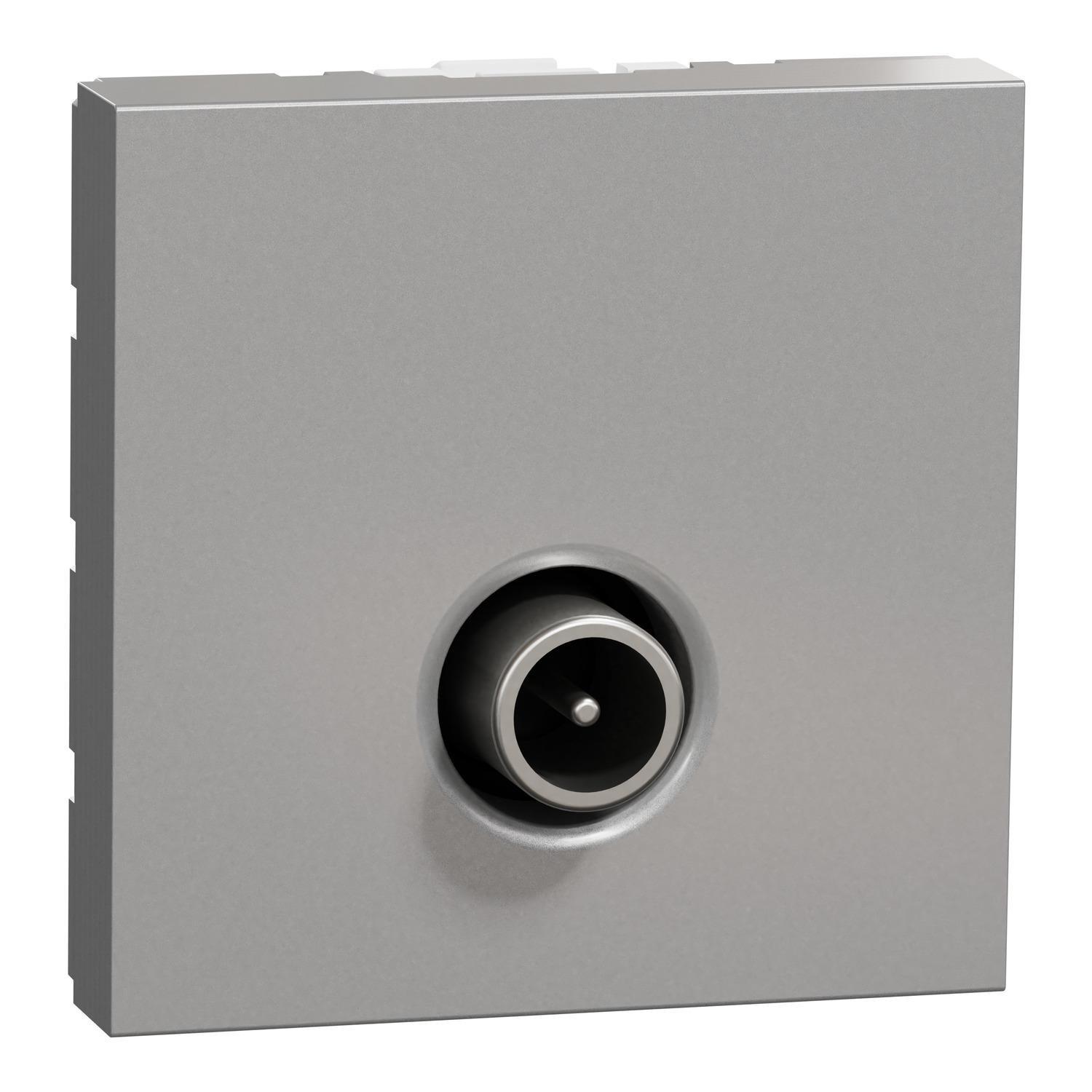 Розетка Schneider Electric TV индивидуальная 2 модуля Unica Алюминий (NU346230)