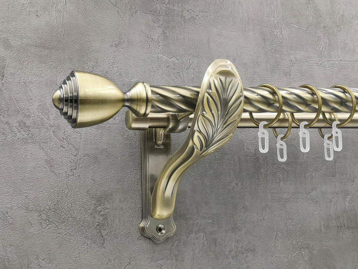 Карниз Quadrum Палацио витая штанга двойной ретро 25/19 мм 400 см Антик (262047566)