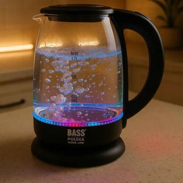 Електрочайник скляний Bass Polska з підсвічуванням і регулюванням температури 2200 Вт 1,7 л - фото 2 Електрочайник скляний Bass Polska з підсвічуванням і регулюванням температури 2200 Вт 1,7 л - фото 2