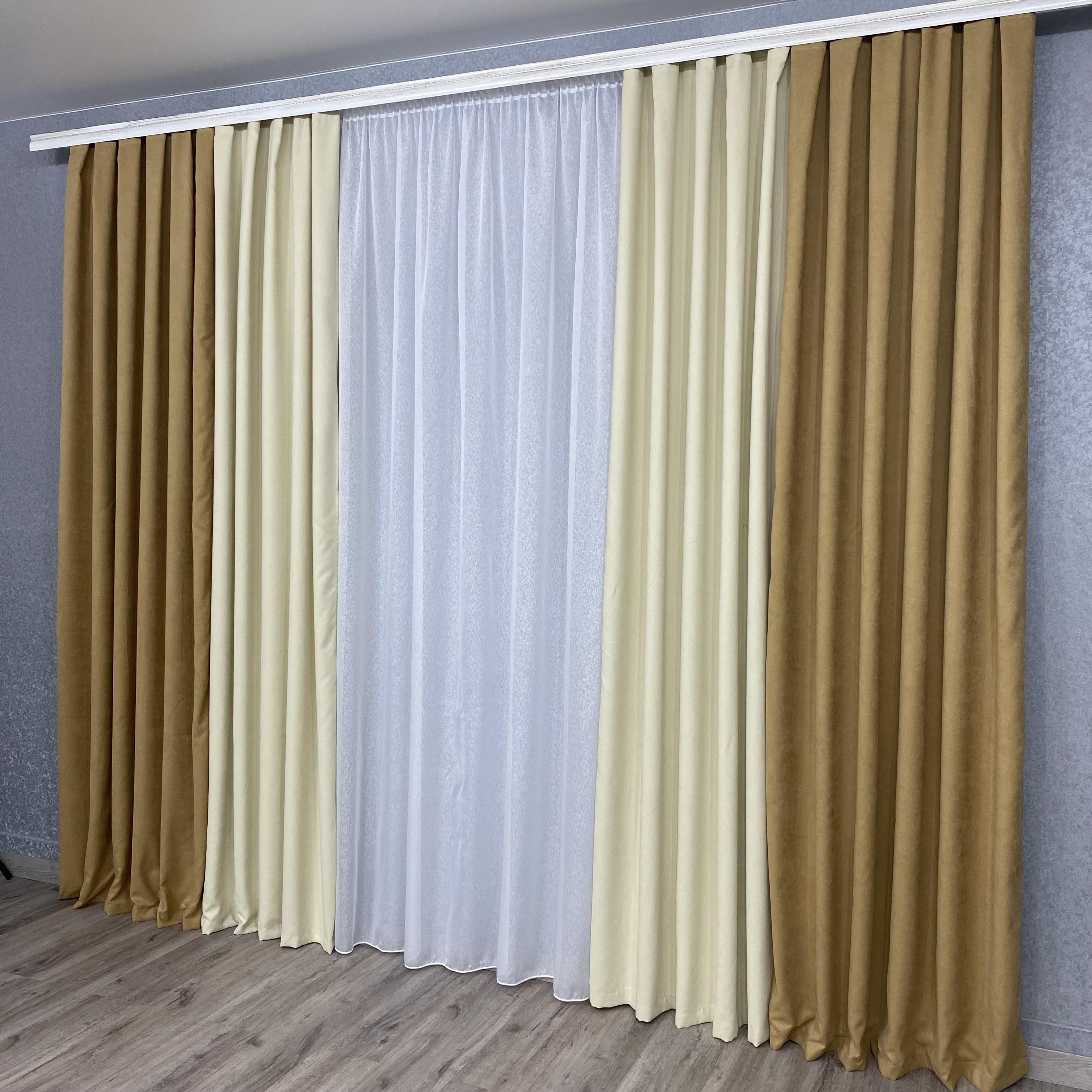 Штори мікровелюр TG Home Дует №450 1,50х2,70 м Золотий/Кремовий (450-199/250) - фото 9