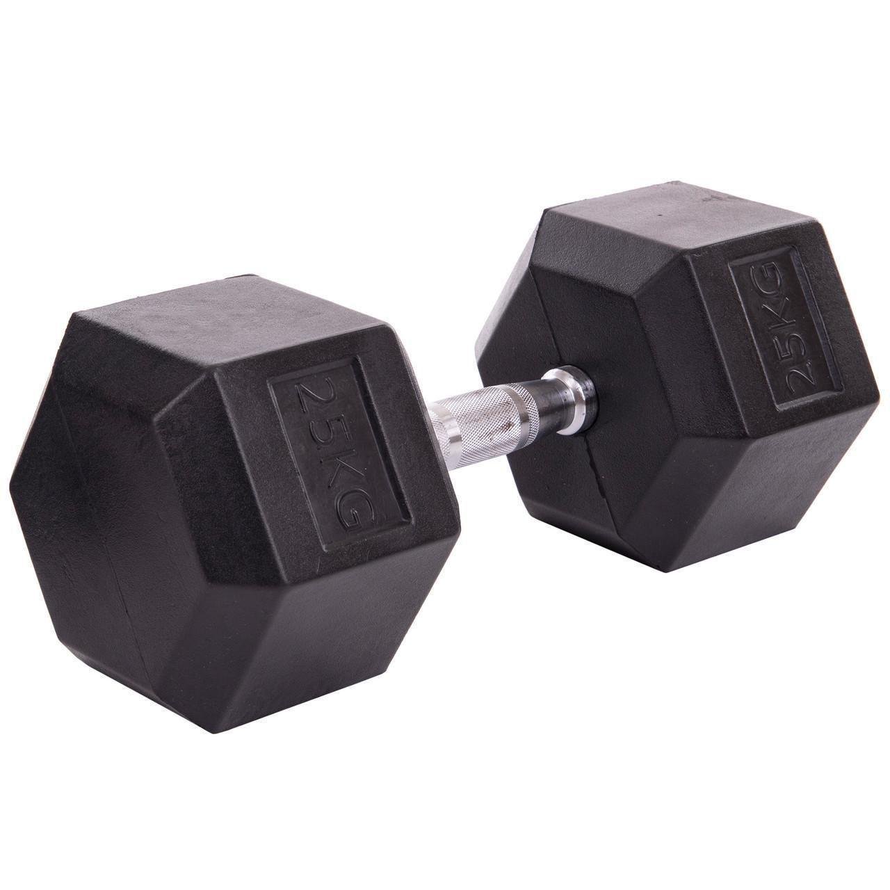 Гантель цельная SP-Planeta LN-1205-25 шестигранная гексагональная обрезиненная 25 кг (2532853966) - фото 1