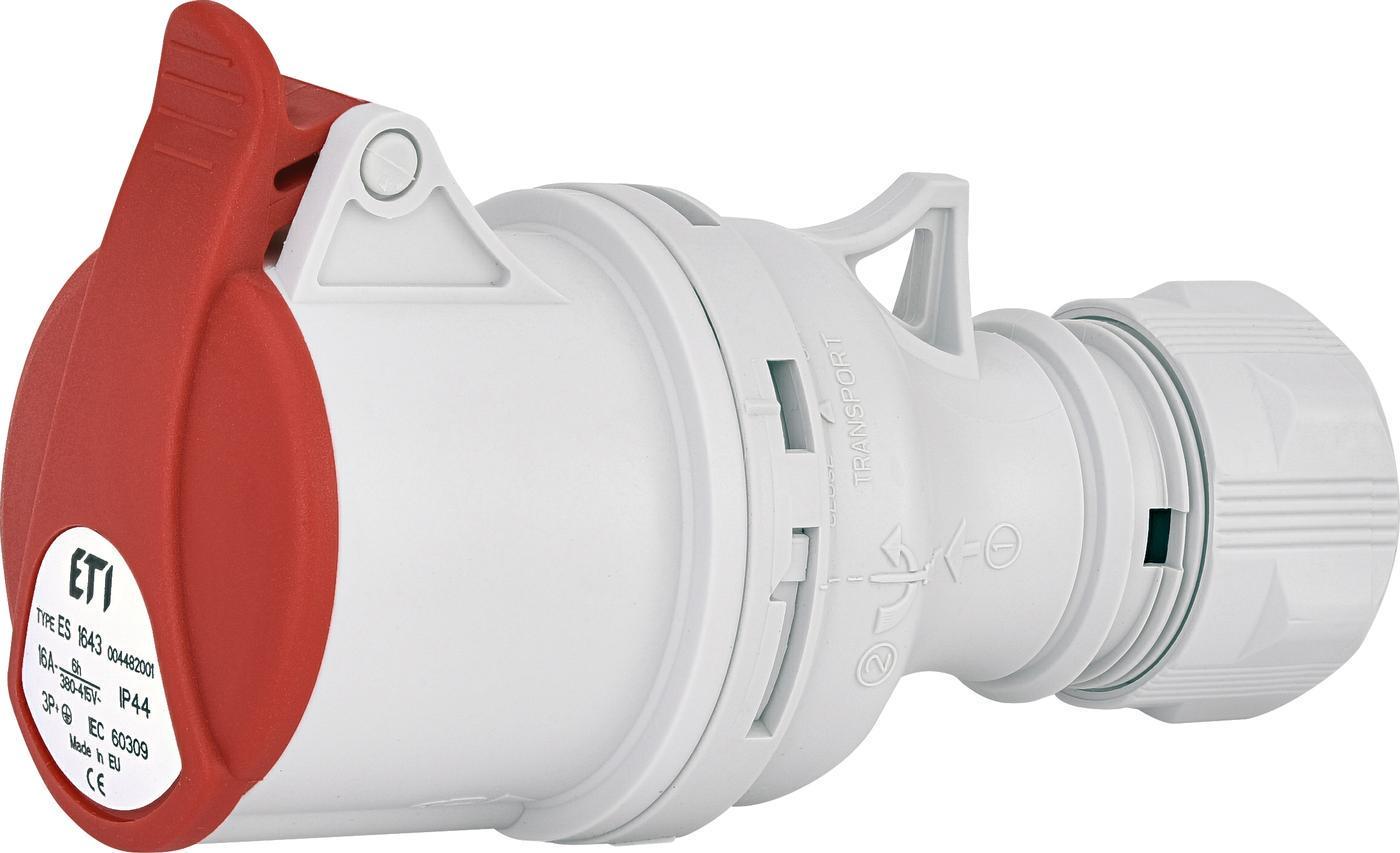 Розетка кабельна ETI силовий роз'єм ES-1643 IP44 16A/400V/3P+PE (4482001)