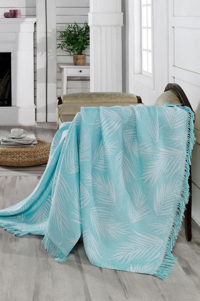 Плед-накидка Eponj Home Buldan Keten Palmie 170х220 su yesil Зелений (svt-2000022282352)