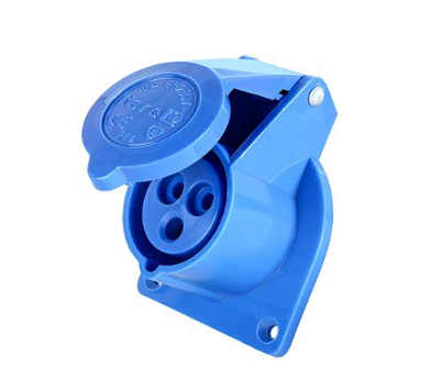 Силова розетка E.NEXT 2P+PE 16А 250 В вбудована IP44 Синій (070)