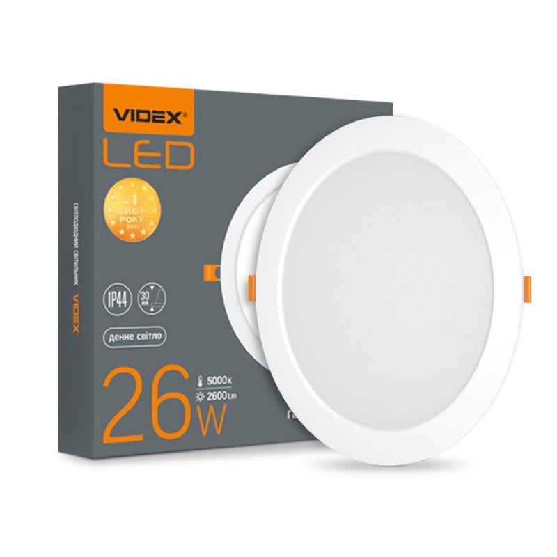 Светильник встроенный LED Videx Back круглый 5000K 26W Белый (VL-DLBR-265)