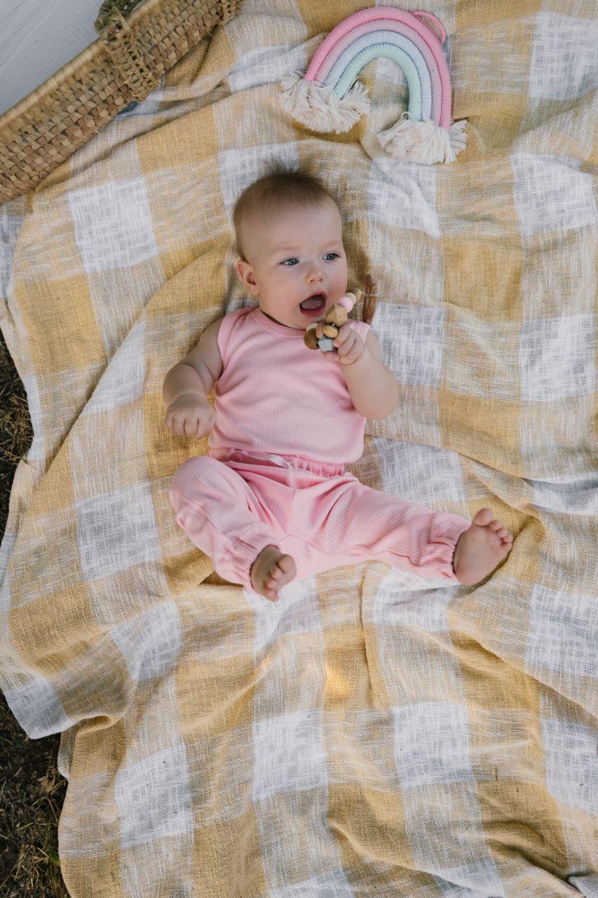 Комплект для малюка боді майка і штани інтерлок рубчик 62 см Рожевий (2683769385) - фото 4